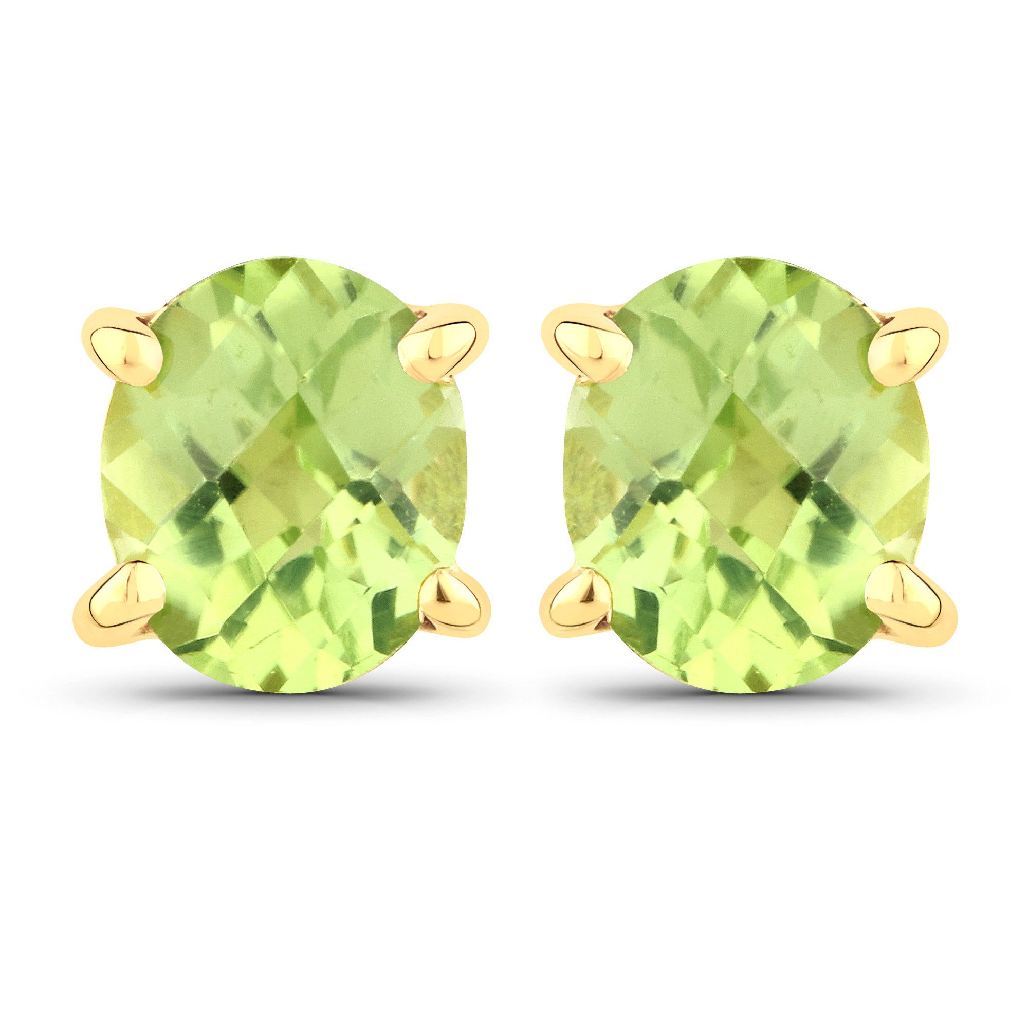 Vira Jewels Paar Ohrstecker 925-Sterling Silber vergoldet Glänzend Peridot grün