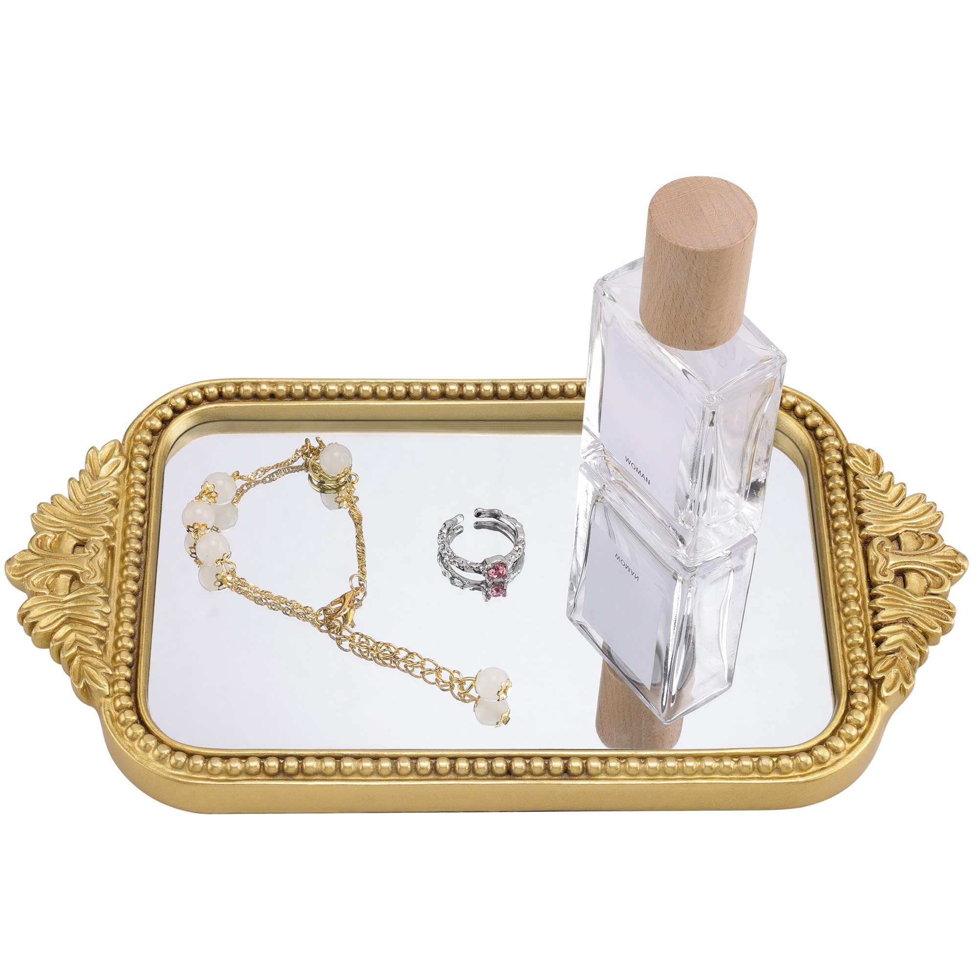 Navaris Organizer Antikes Gold Tablett - Eleganter Parfum Organizer - Gold Deko (1 St)
