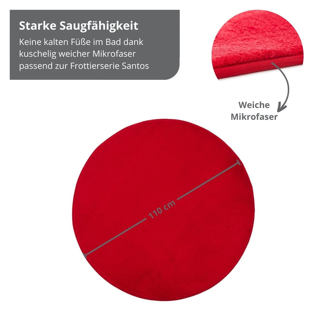 liebling Badematte Badteppich Santos, rutschhemmend beschichtet, schnell trocknend, Polyester, rund, starke Saugfähigkeit, formstabil, in vielen Farben und Größen