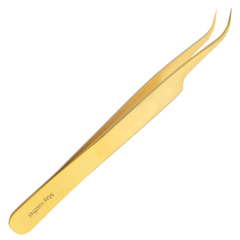 May Wimpernzange Pinzette für Wimpernverlängerung vergoldet - Wimpernpinzette - Eyelash