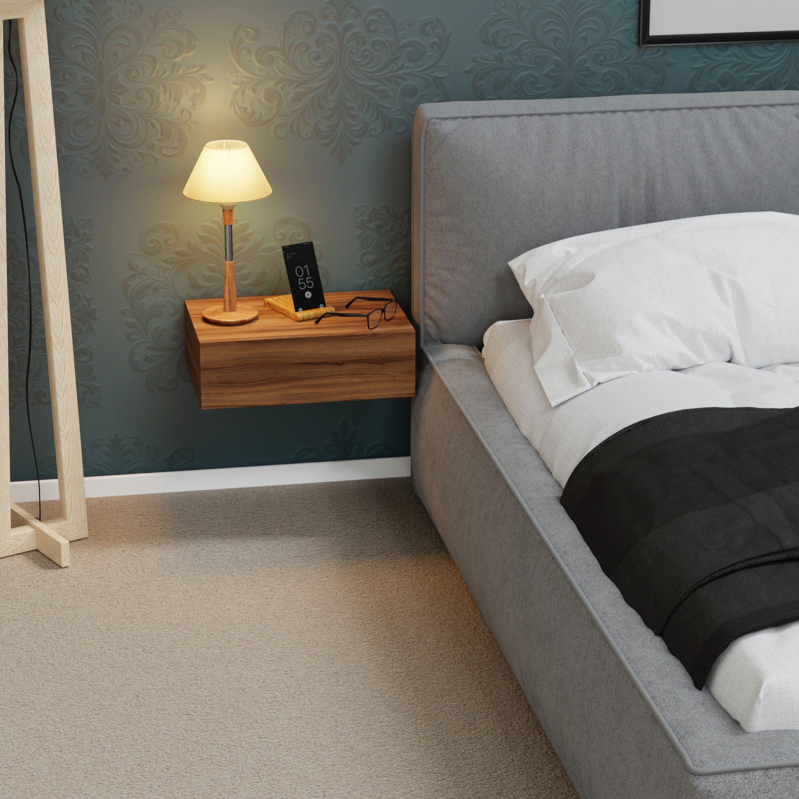HAGO Nachttisch 46x30x15cm Schublade schwebend Wandregal günstig online kaufen