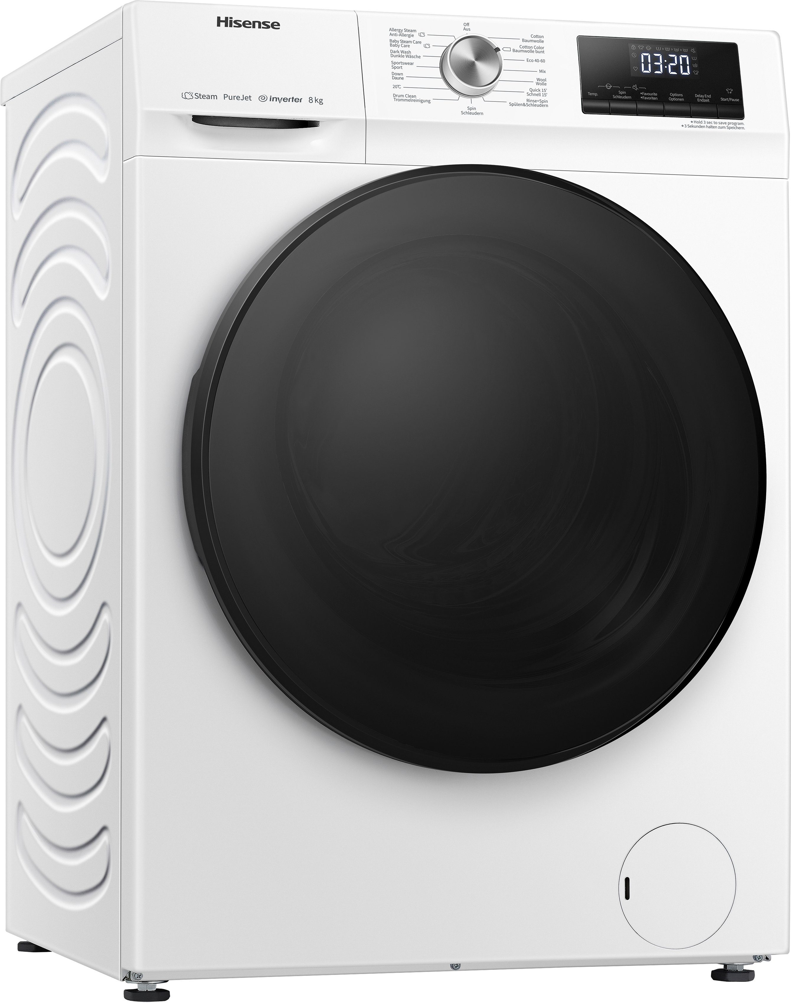 Hisense Waschmaschine WFQA8014EVJM, 1400 (Hygiene-Reinigungsprogramm) 8 kg, U/min, SterilTub