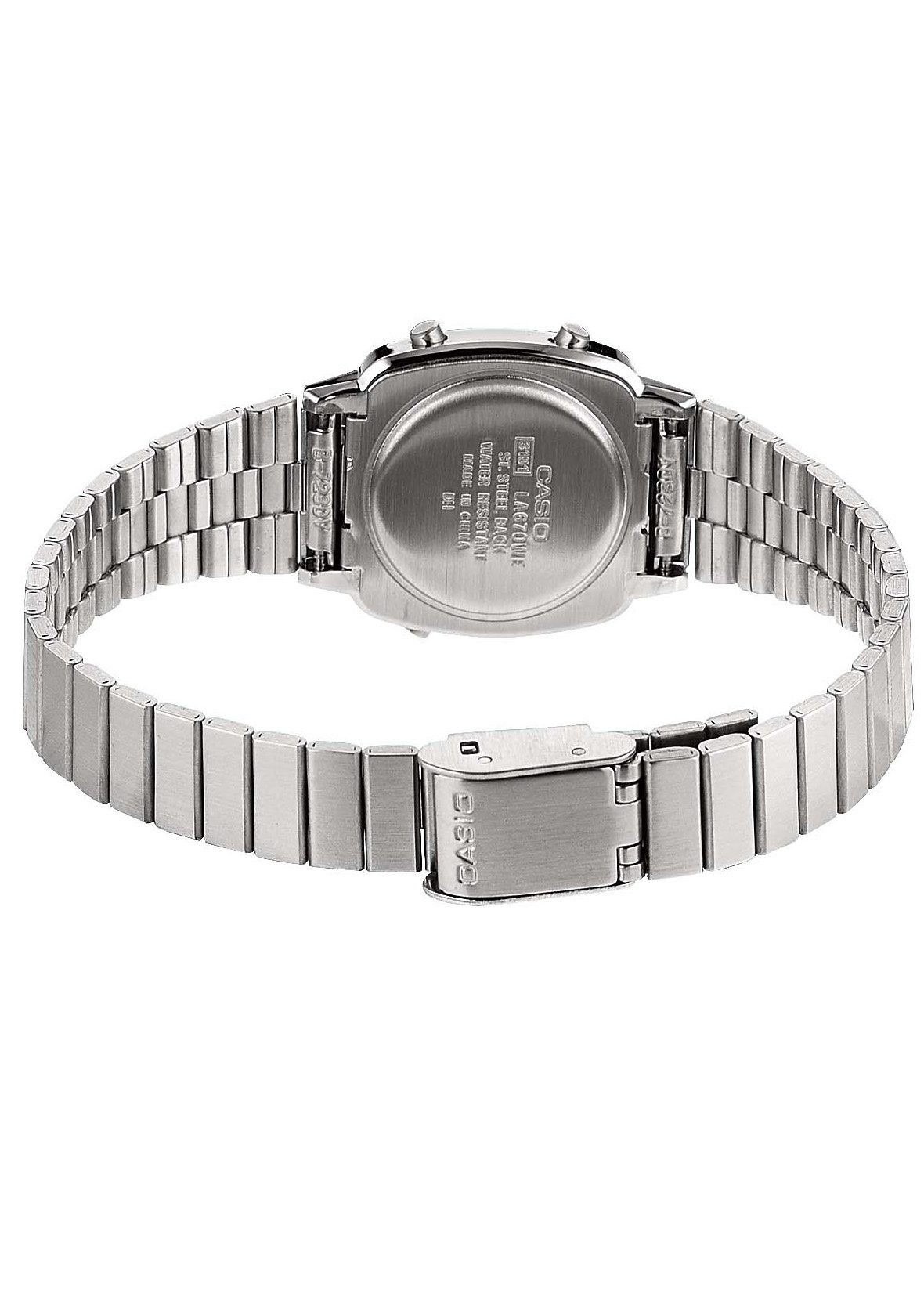 CASIO VINTAGE Chronograph LA670WEA-7EF, Quarzuhr, Armbanduhr, Damenuhr, Digitaluhr, Datum, Edelstahlarmband