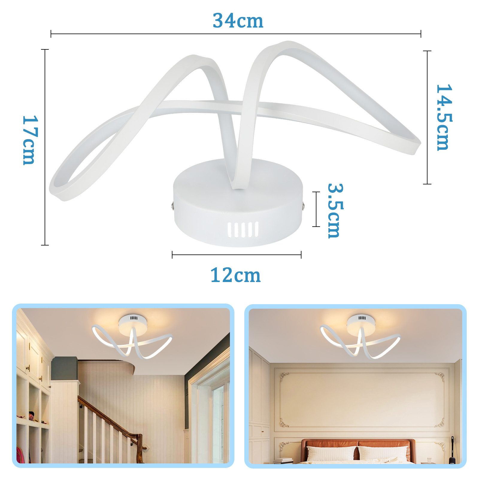ZMH LED Deckenleuchte Wohnzimmer Modern 12W Schlafzimmerlampe 3000K Innen F günstig online kaufen