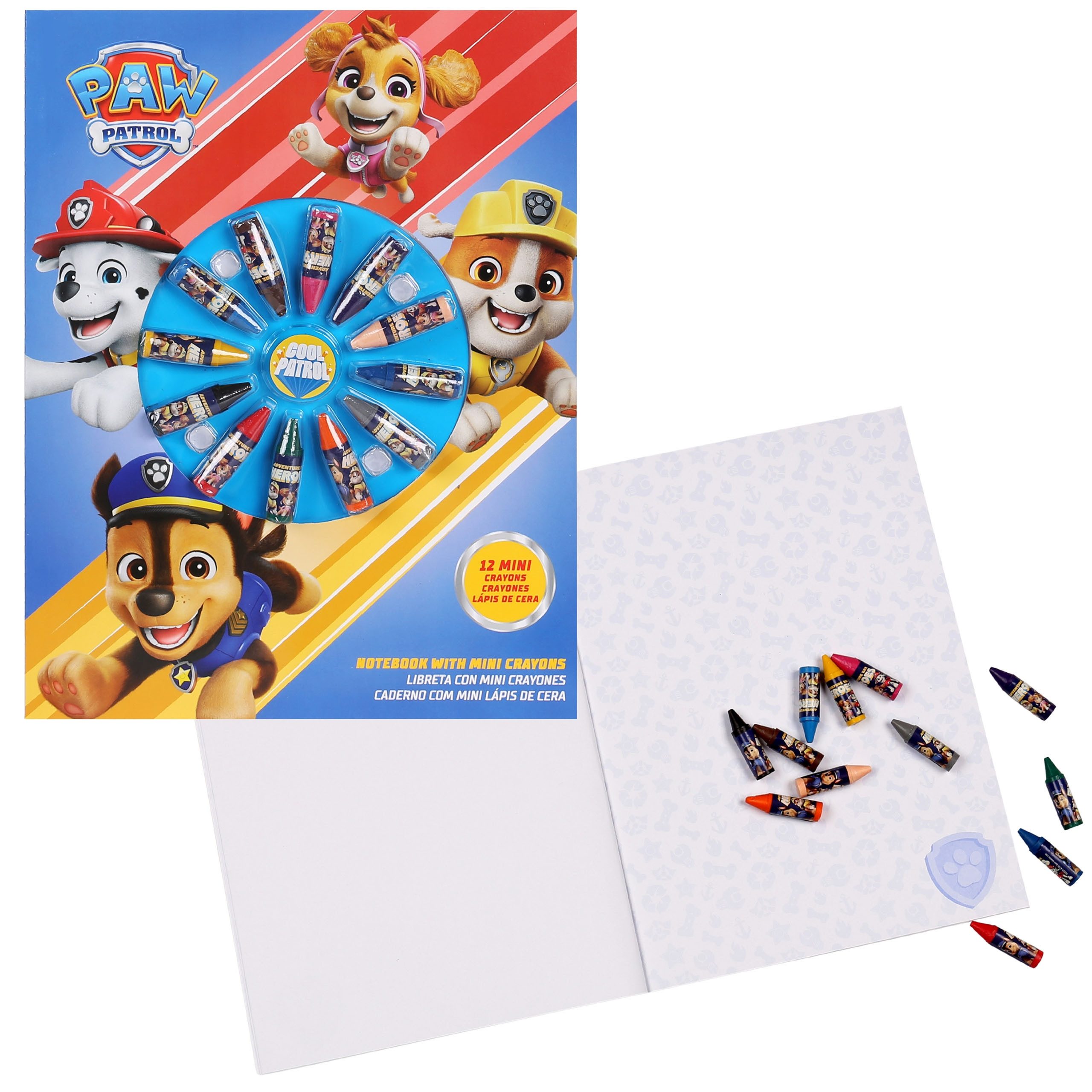 PAW PATROL Wachsmalstift PAW Patrol Malset Kinder mit Notizbuch und Wachsmalstiften