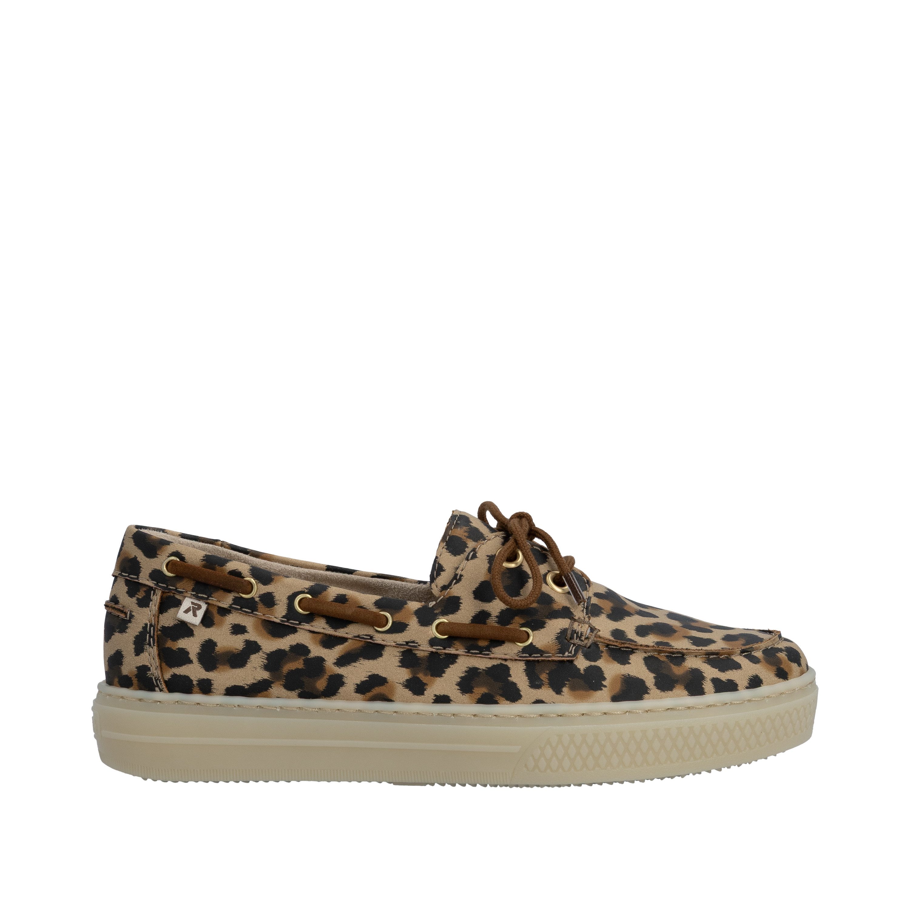 Rieker Bootsschuh Schnürer, Mokassin, Halbschuh im Leo-Look