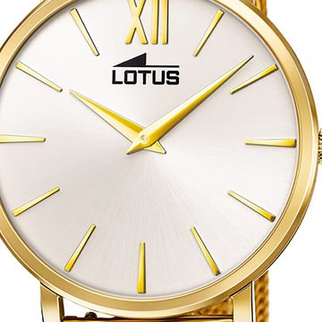 Lotus Quarzuhr Lotus Damen Armbanduhr Smart Casual, Damenuhr rund, mittel (ca. 38mm) Edelstahlarmband gold