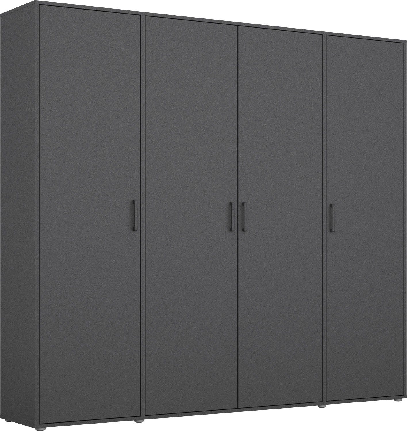 rauch Drehtürenschrank Voyager Schrank Wäscheschrank Kleiderschrank Garderobe mit modernen Griffen in Graumetallic TOPSELLER