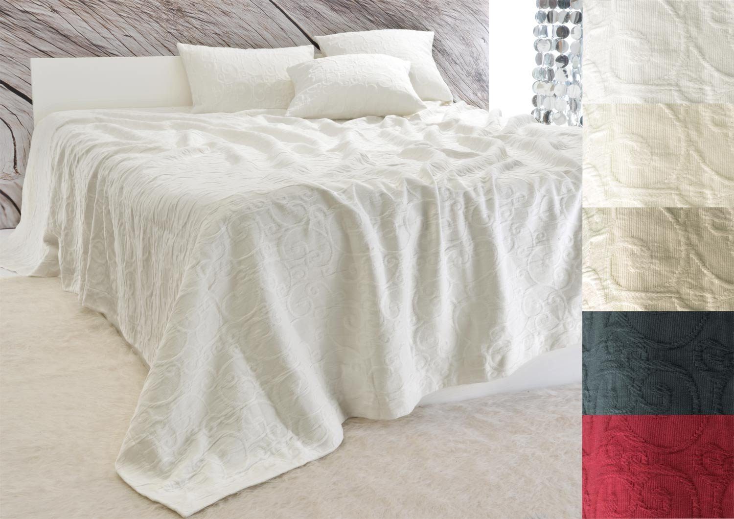 Wohnen und Accessoires GmbH & Co. KG Bettüberwurf Tagesdecke Fleur Rankenmuster