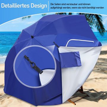 Bettizia Sonnenschirm Strandmuschel mit umbrella system UV-resistentes 50+ Strandzelt 2 in 1, Oxford