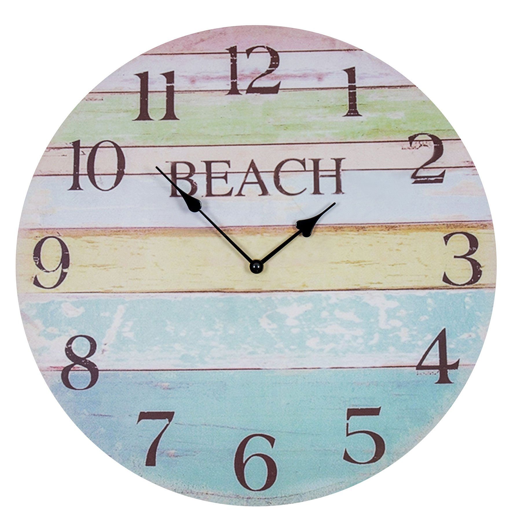 (Wanduhr Holz Strand Wanduhr Bunt D45cm Uhr Levandeo® Maritim Sommer) Wanddeko Beach