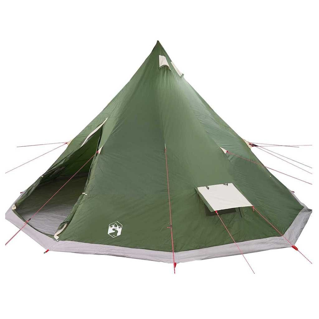 vidaXL Tipi-Zelt Tipi Zelt mit Dach mit Speicher Grün 560 x 560 x 300 cm Taft, Personen: 12 (1 tlg)