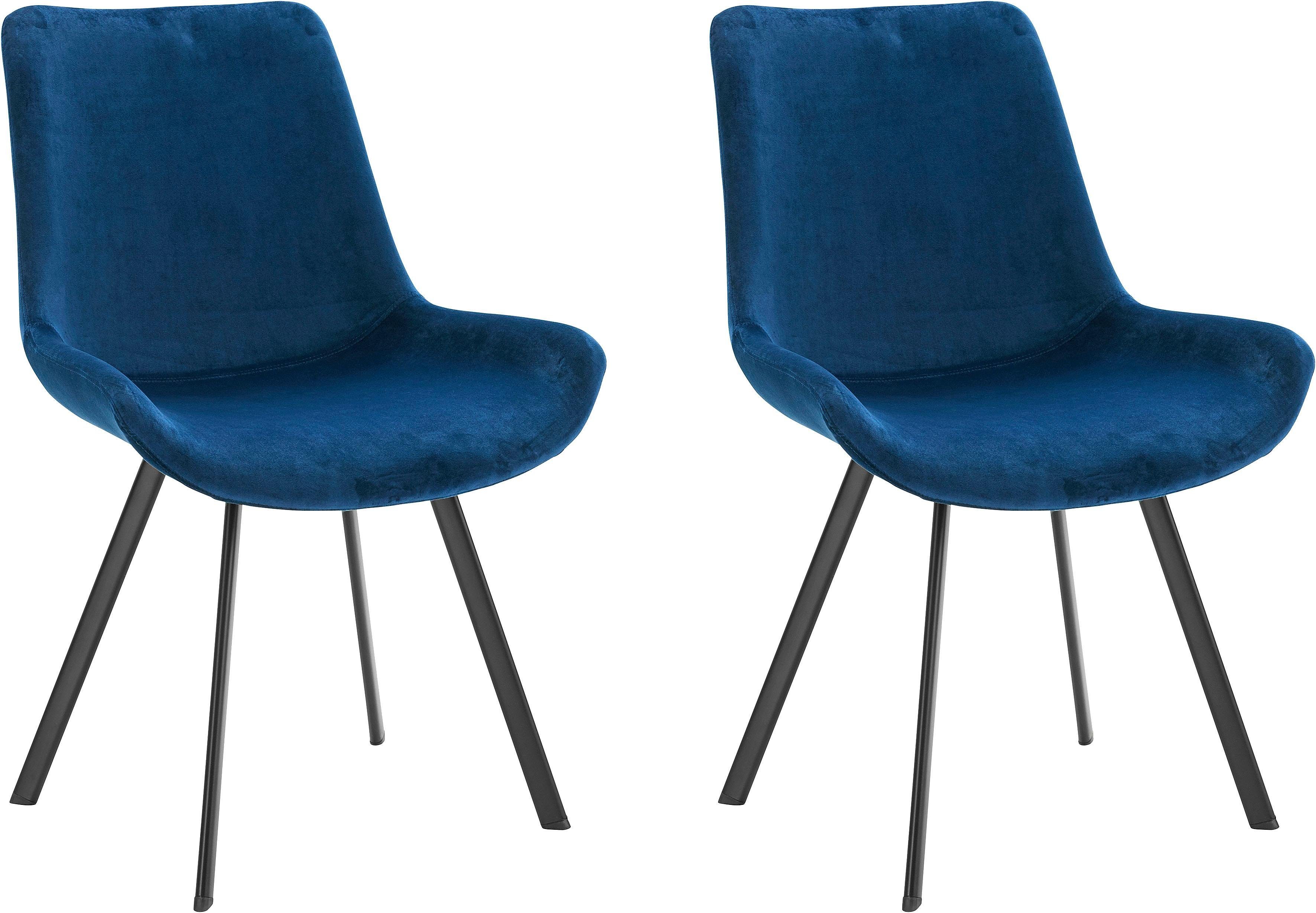 Homexperts Esszimmerstuhl Rose (Set, 2 St), Bezug in Samtstoff dunkelblau | Stühle