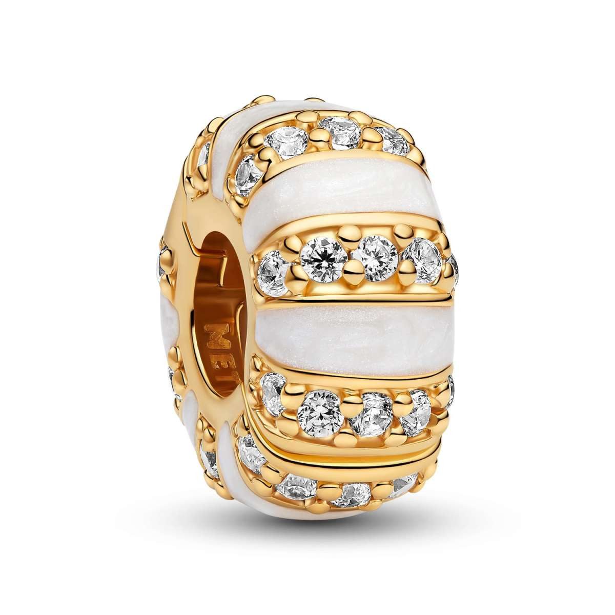 Pandora Charm Kugel 763785C01, Clip Steine und Emaille Goldfarben