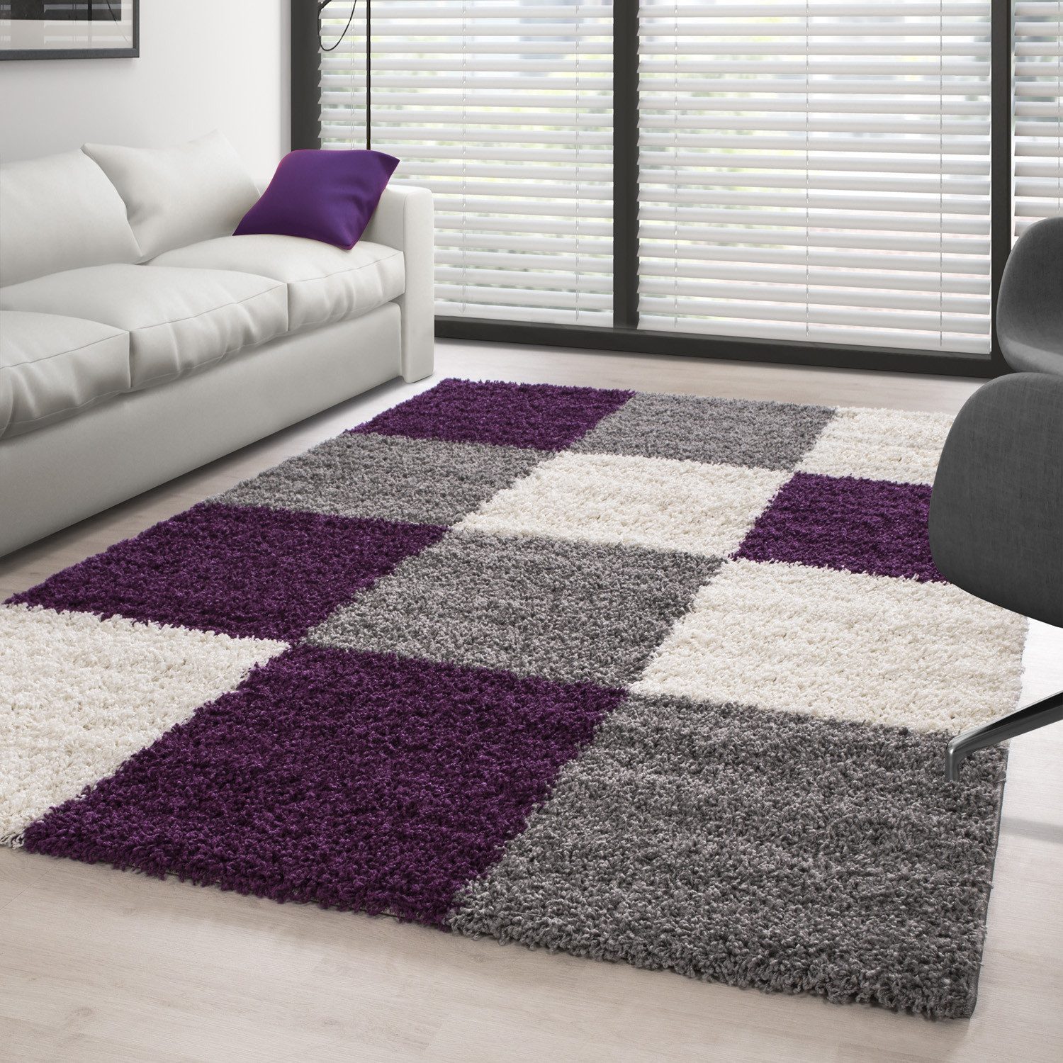 Carpettex Hochflor-Teppich Kariert Design, Läufer, Höhe: günstig online kaufen