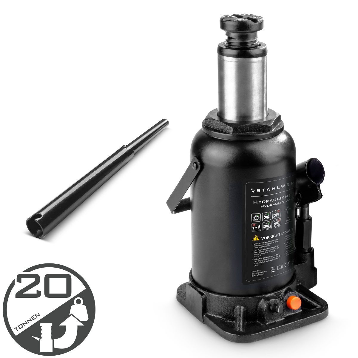 STAHLWERK Wagenheber Hydraulikheber 20 t 235-440 mm Stempelwagenheber Autoheber Wagenheber
