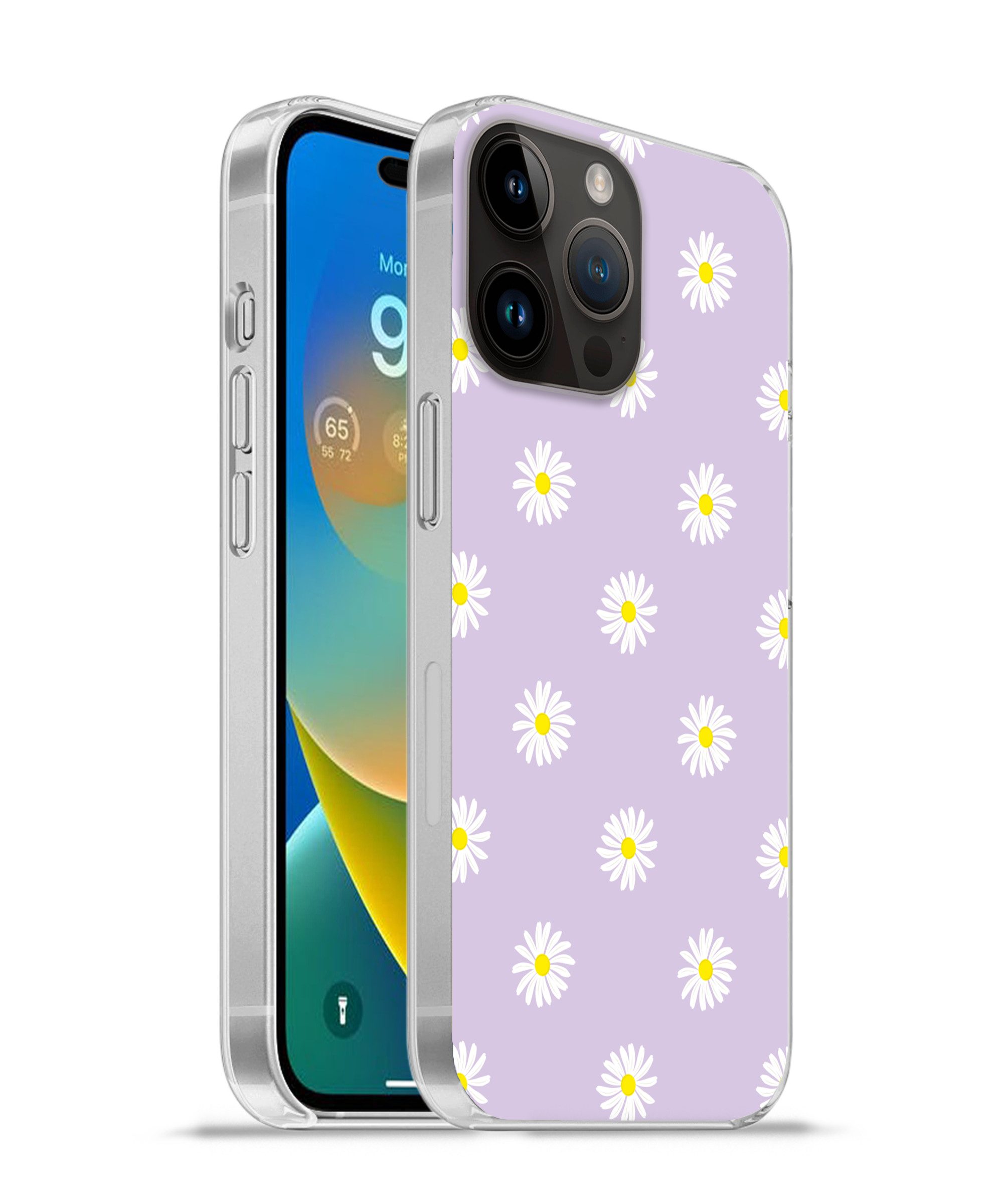 MuchoWow Handyhülle für Apple iPhone 14 Pro Max Gänseblümchen - Pastell - Weiß - Lila - Bl, Smartphone-Bumper, Print, Handy Schutzhülle Dünn