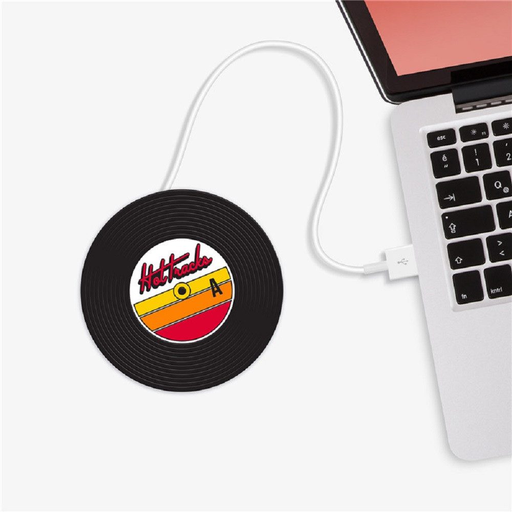 Mustard Підігрівач чашок Hot Tracks, ca. Ø 10 cm USB Tassen Wärmer Retro Schallplatte