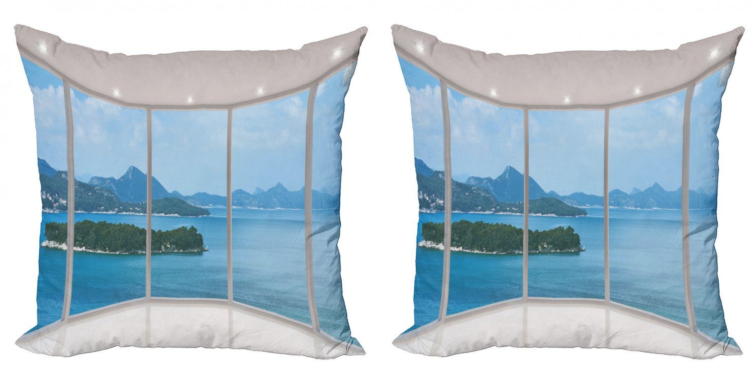 Kissenbezüge Modern Accent Doppelseitiger Digitaldruck, Abakuhaus (2 Stück), Landschaft Seascape Blick vom Fenster