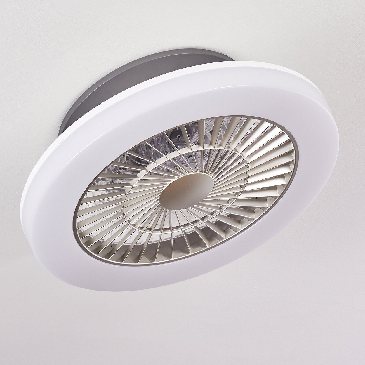 aus Deckenventilator Deckenventilator LED in Grau/Weiß »Gabbio« hofstein Kunststoff