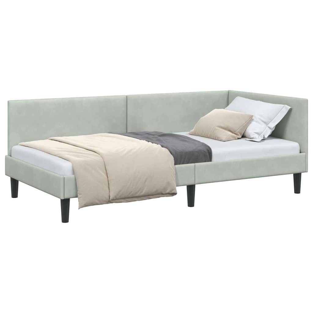 vidaXL Bett Eckbettgestell Hellgrau 90 x günstig online kaufen