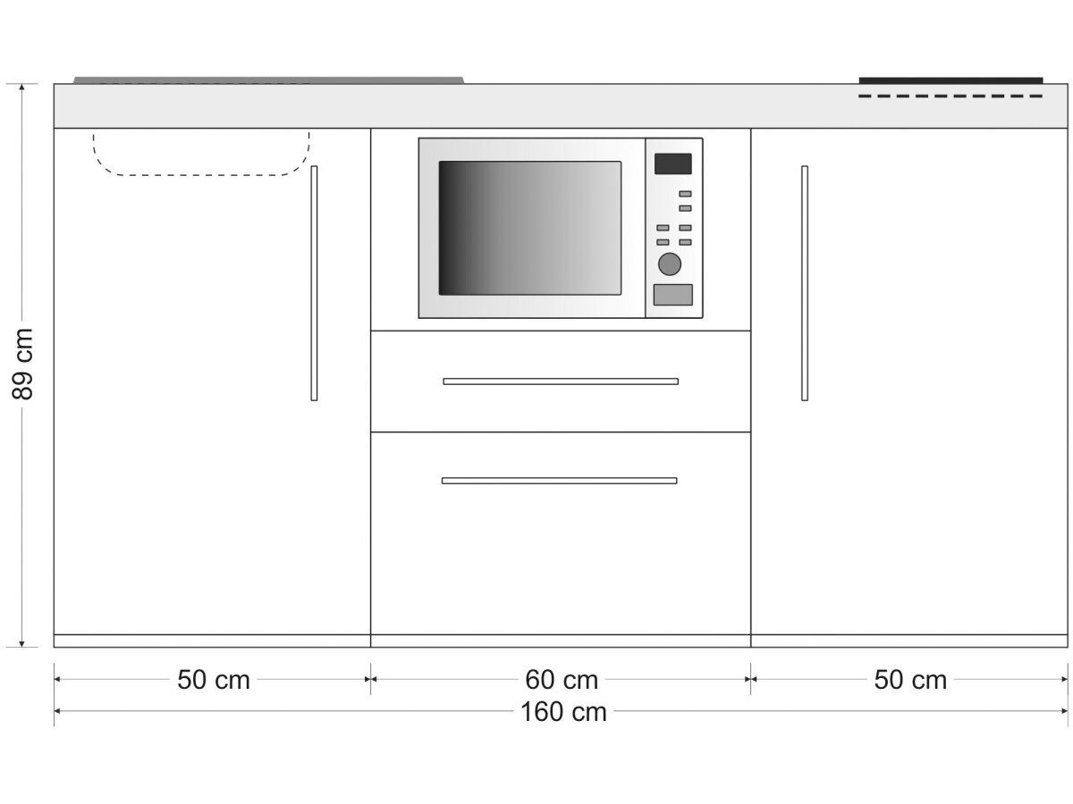 Stengel Küchenzeile 160 cm Premiumline MPM 160 A Singleküche mit E-Geräten, Kleine Kompaktküche mit Geräten