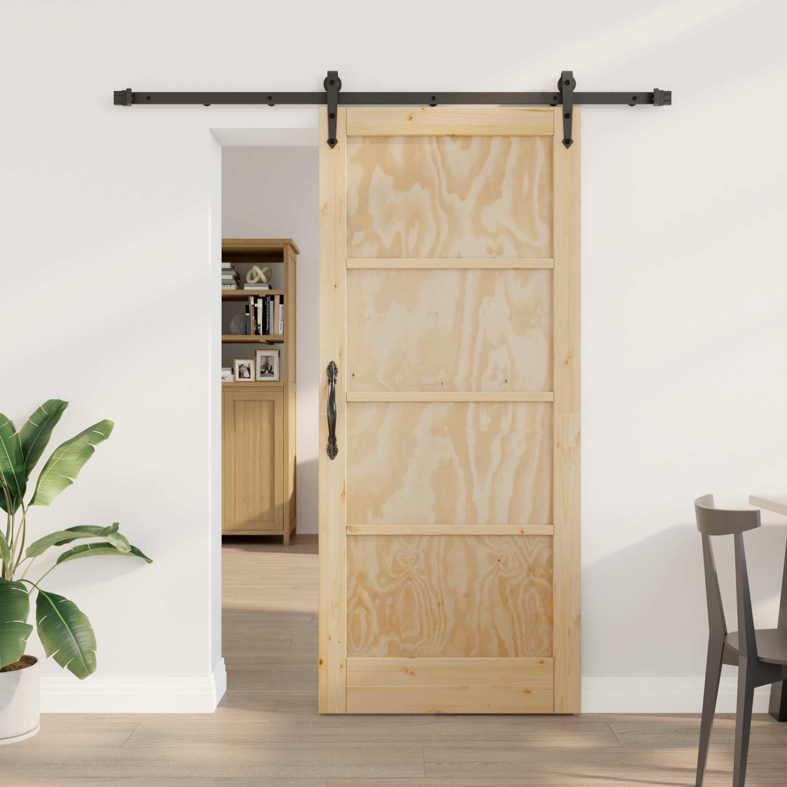 vidaXL Haustür Schiebetür ORKDAL Natürlich und Schwarz 86 x 198,5 cm (1-St)