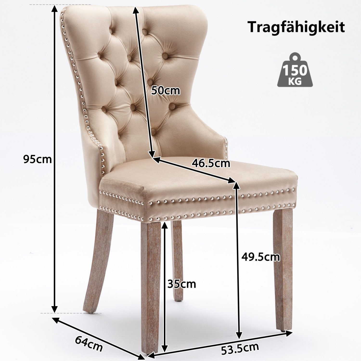 ANYSUN Esszimmerstuhl 2 St Küchenstuhl mit einzigartigem Türklopfer auf der Rückseite (Esszimmerstuhl, Polsterstuhl mit Nagelkopfbesatz, 2 St), Der Freizeitstuhl eignet sich für Schlafzimmer, Hotels, Empfangsräume