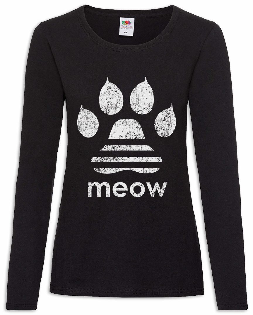 Langarmshirt Meow Damen Langarmshirt Miau Katze Katzen Liebhaber Liebe Pfote Cat