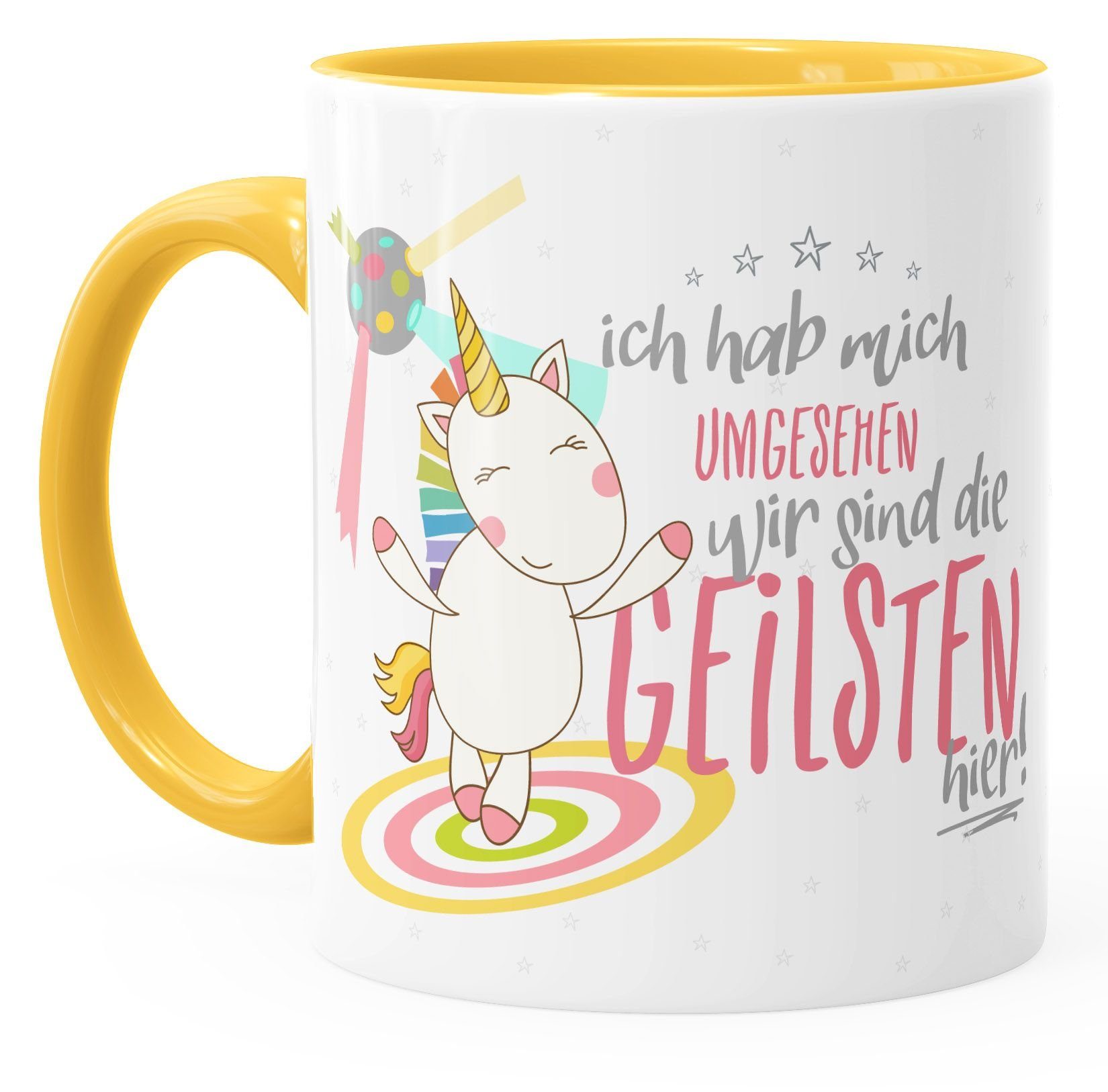 MoonWorks Tasse Kaffee-Tasse tanzendes Einhorn Ich hab mich umgesehen wir sind die, Keramik