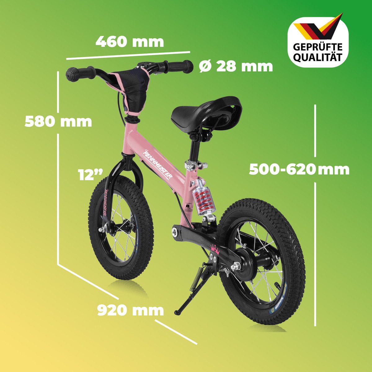 Rennmeister Laufrad Pink, ab 3 Jahren Lauflernrad Balance Bike Höhenverstel günstig online kaufen