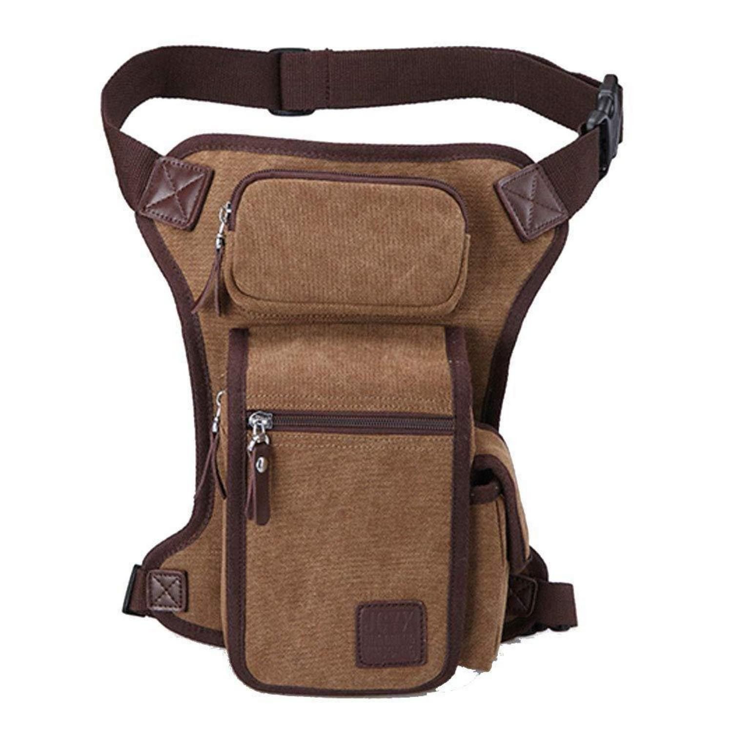LuxusKollektion Beintasche Beintasche Motorrad Canvas Reitertasche Hüfttasche Leg Bag #12kaffee
