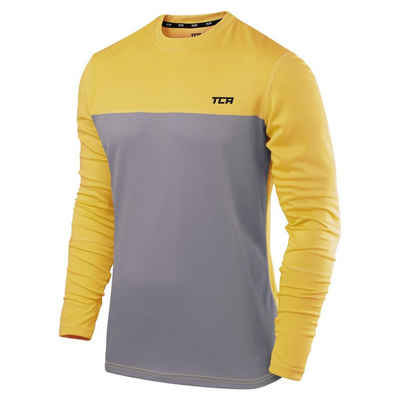 TCA Langarmshirt TCA Herren Langarm Laufshirt - Grau/Gelb, XXL (1-tlg)