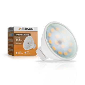 SEBSON LED-Leuchtmittel LED Lampe GU5.3 / MR16 warmweiß 5W 380lm 12V DC Leuchtmittel 110°