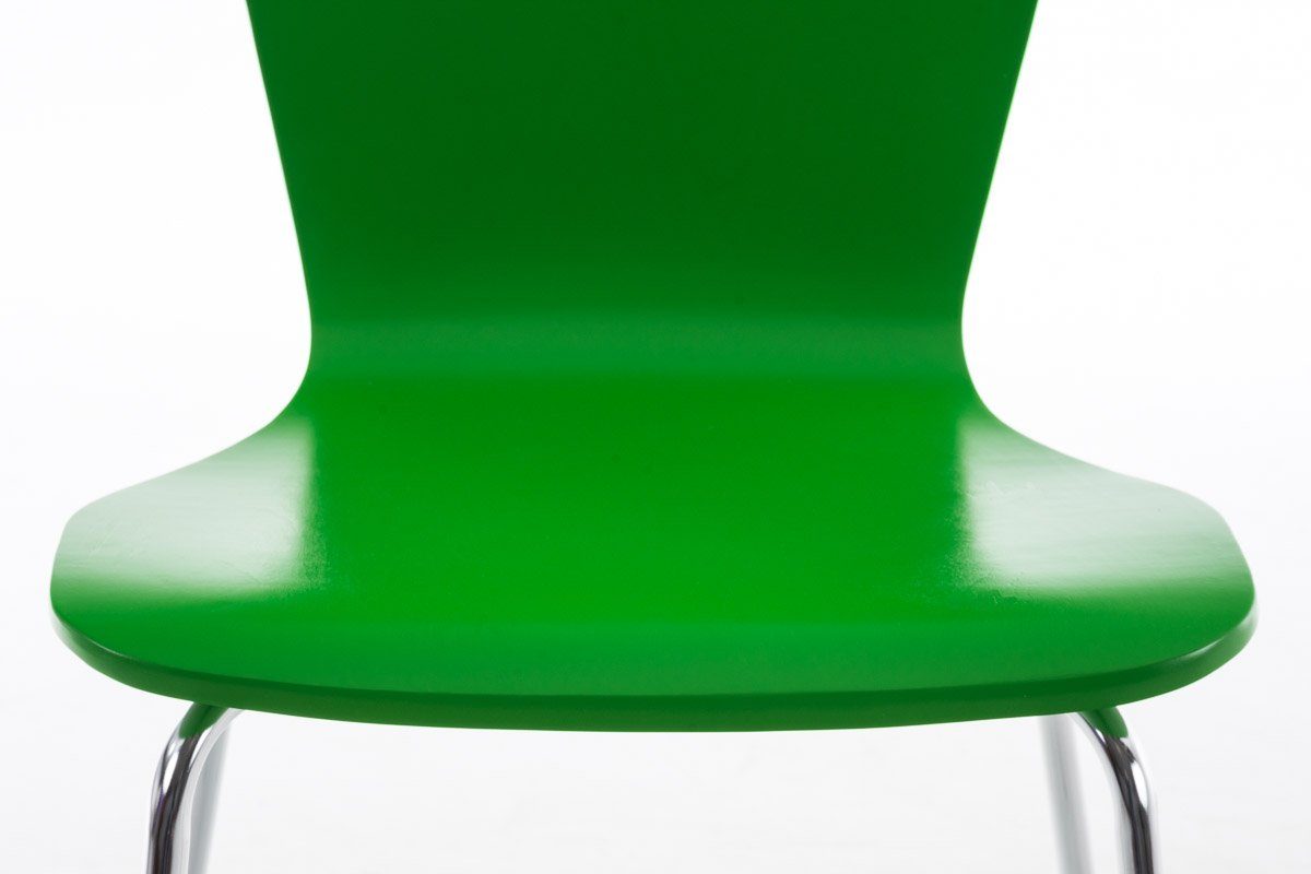grün - Warteraumstuhl Metall Sitzfläche: - Konferenzstuhl mit Gestell: TPFLiving Besucherstuhl (Besprechungsstuhl Jaron - Holz - Messestuhl), geformter Sitzfläche ergonomisch chrom