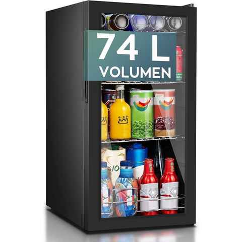 Heinrich´s Getränkekühlschrank mit Glastür HGK 3274, 84 cm hoch, 45 cm breit, Mini Kühlschrank mit LED-Innenraumbeleuchtung kompakt Büro Garten