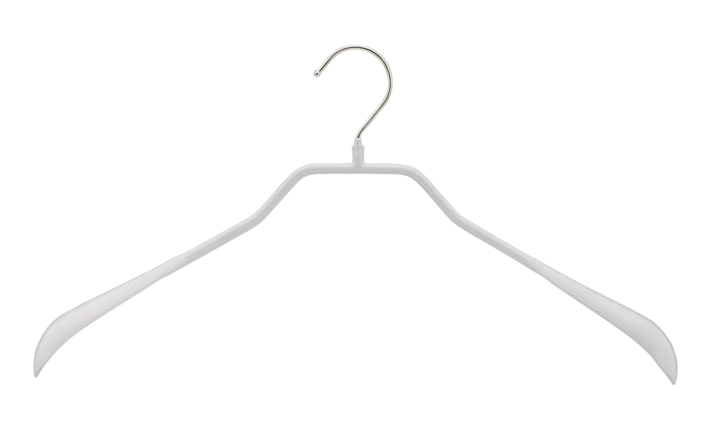 MAWA Kleiderbügel MAWA Bodyform/L Rundstahl-Kleiderbügel mit breit ausgeformter belastbarer Schulterauflage, aus 4,6 mm Rundstahl, körpergeformt, rutschhemmend ummantelt, geeignet für Oberbekleidung, 10 Stück Weiß | Kleiderbügel