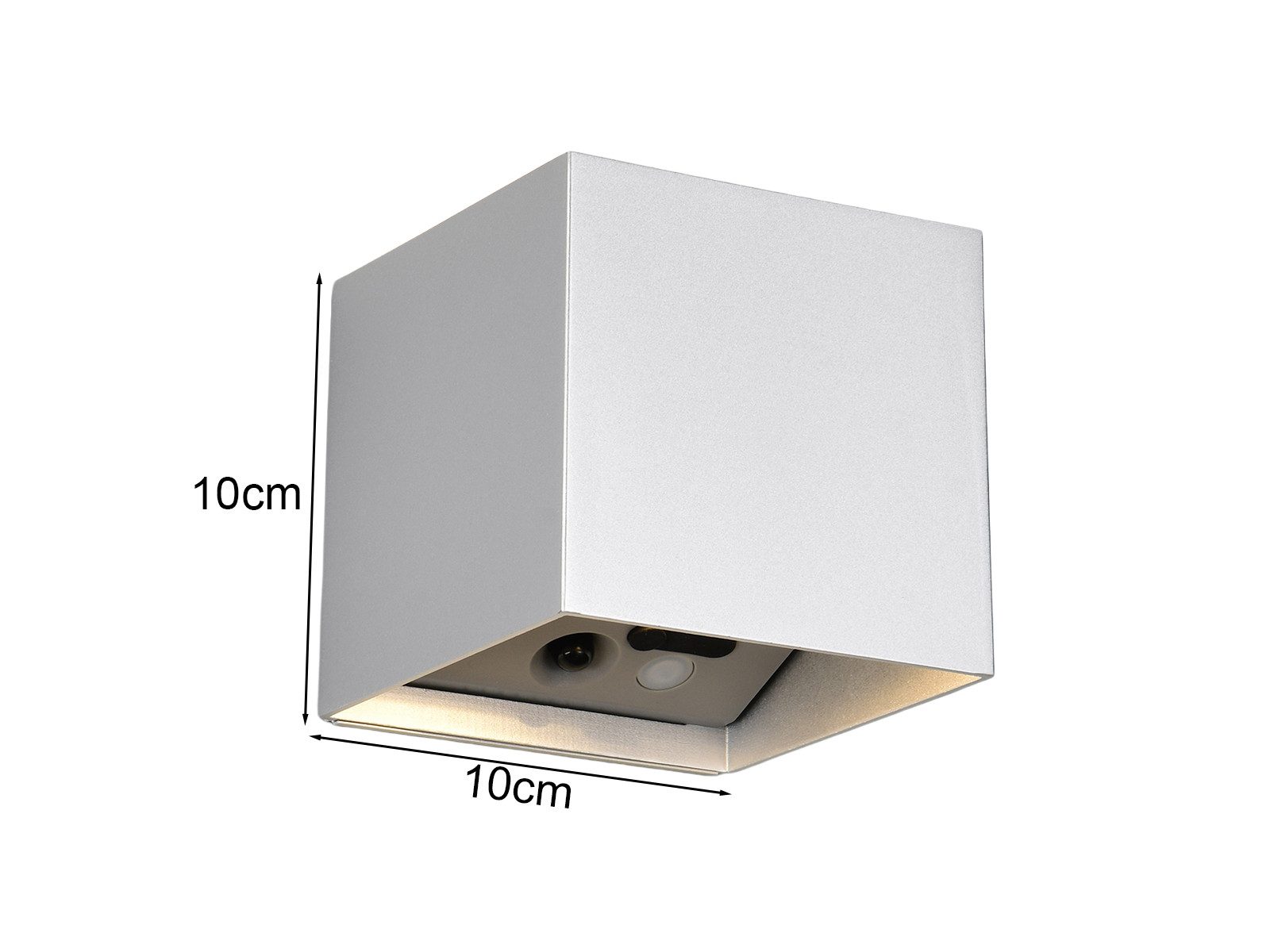 Reality Leuchten LED Wandleuchte, Bewegungsmelder, LED fest integriert, Warmweiß, Akku ohne Strom-Anschluss kabel-los innen mit Bewegungsmelder, H: 10cm