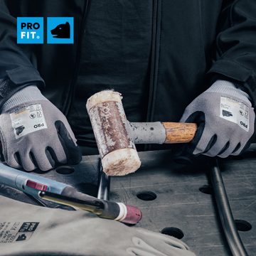 PRO FIT by Fitzner Montage-Handschuhe Extra Nitrilschaum Feinstrickhandschuhe, Arbeitshandschuhe Atmungsaktiv, Touchscreen-fähig, Lebensmittel geeignet