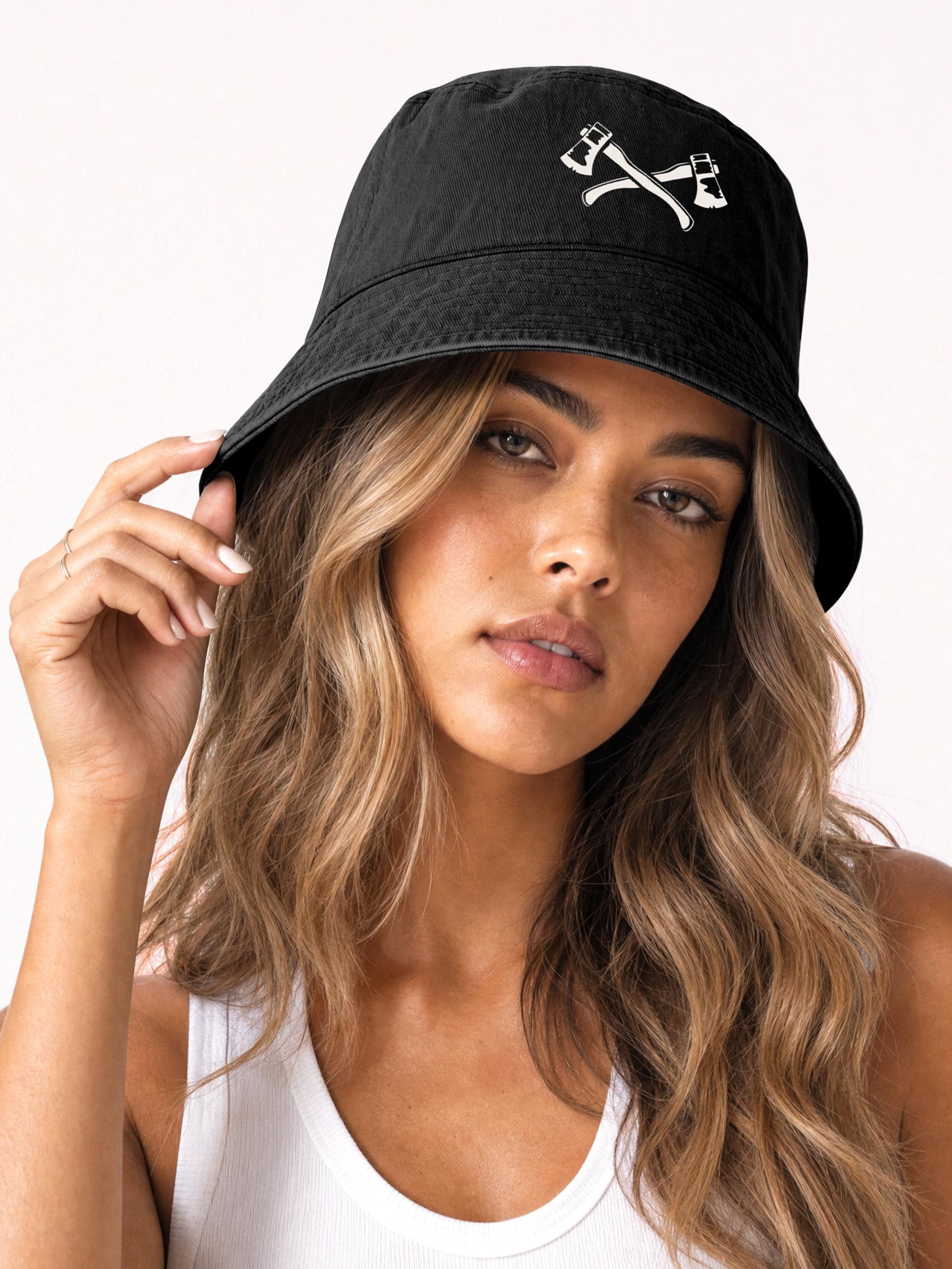 Neverless Fischerhut Anglerhut mit Print Äxte Baumwolle Bucket Hat Herren Damen Sonnenhut