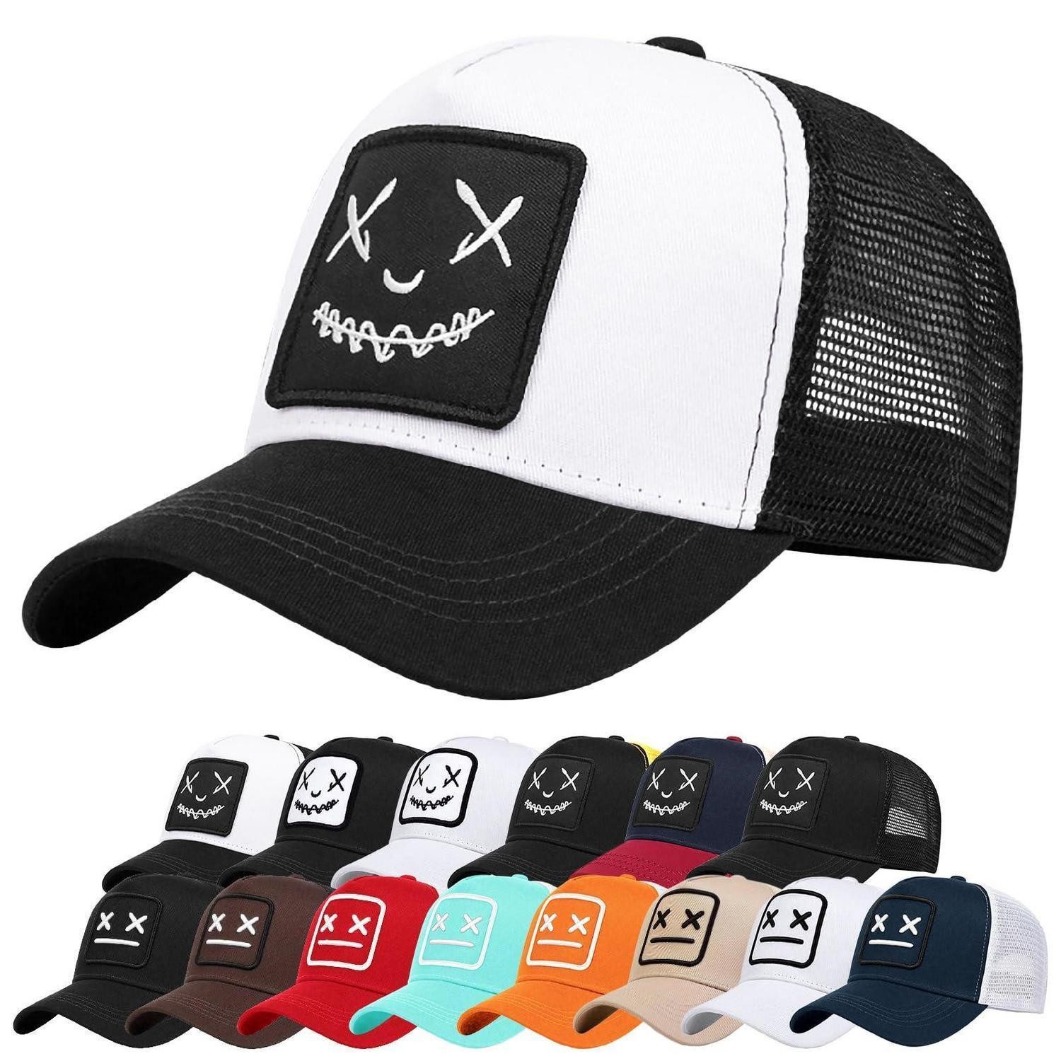 LuxusKollektion Baseball Cap Baseballkappe Herren Trucker Stickerei A_Schwarz Weiß Einheitsgröße