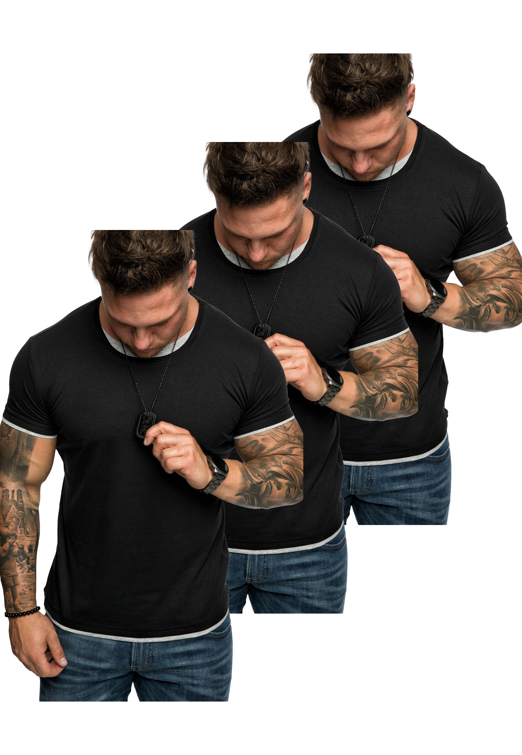 Amaci&Sons T-Shirt 3. LAKEWOOD 3er-Pack T-Shirts (3er-Pack) Herren Basic Ov günstig online kaufen