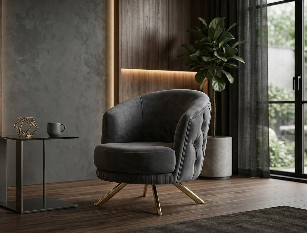 JVmoebel Loungesessel Sessel Chesterfield Schwarz Luxuriöse Bequem Stilvoll Minimalistisch (1-St), Made in Europa
