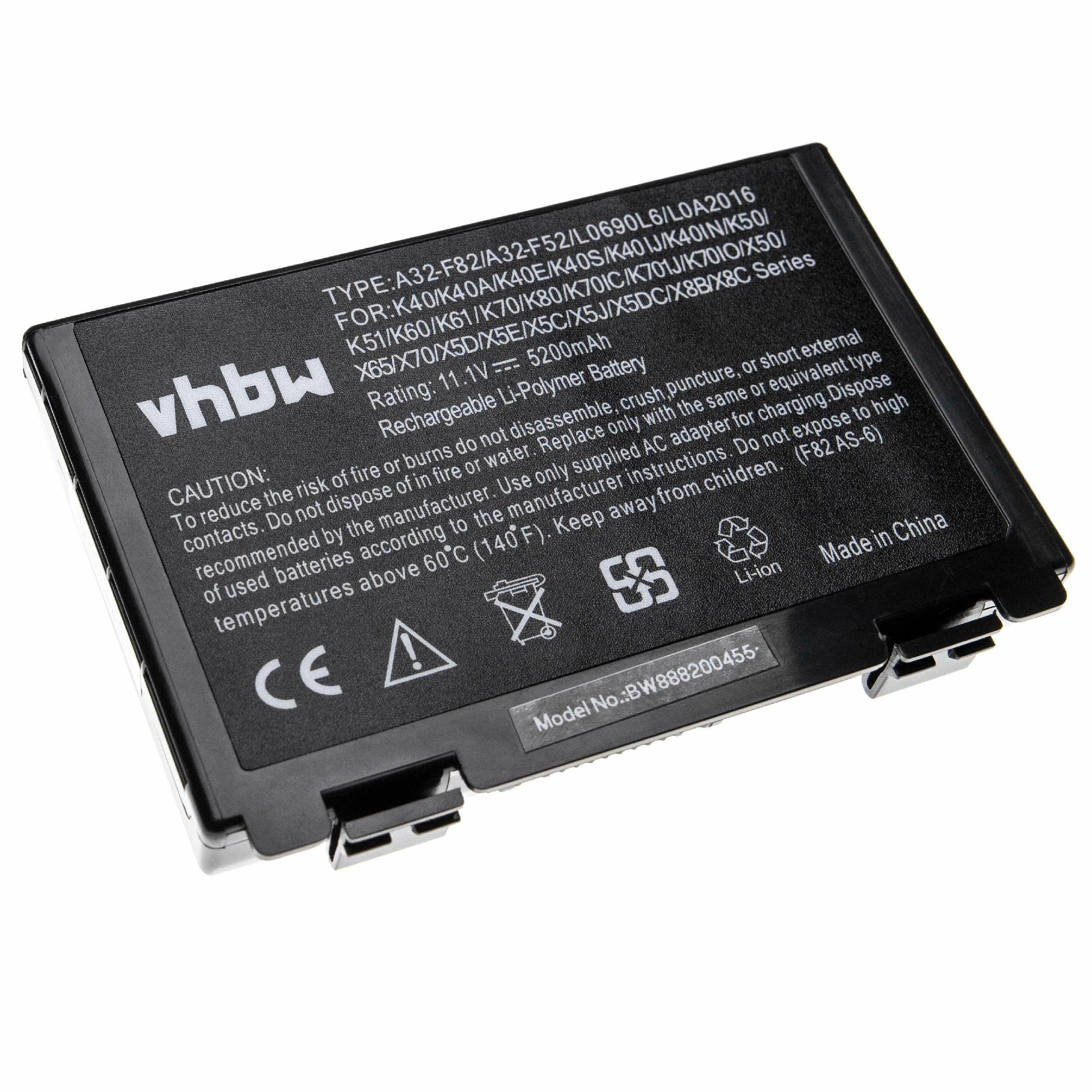 vhbw kompatibel mit Asus X8b, X8a, X87, X8d Laptop-Akku Li-Polymer 5200 mAh (11,1 V)