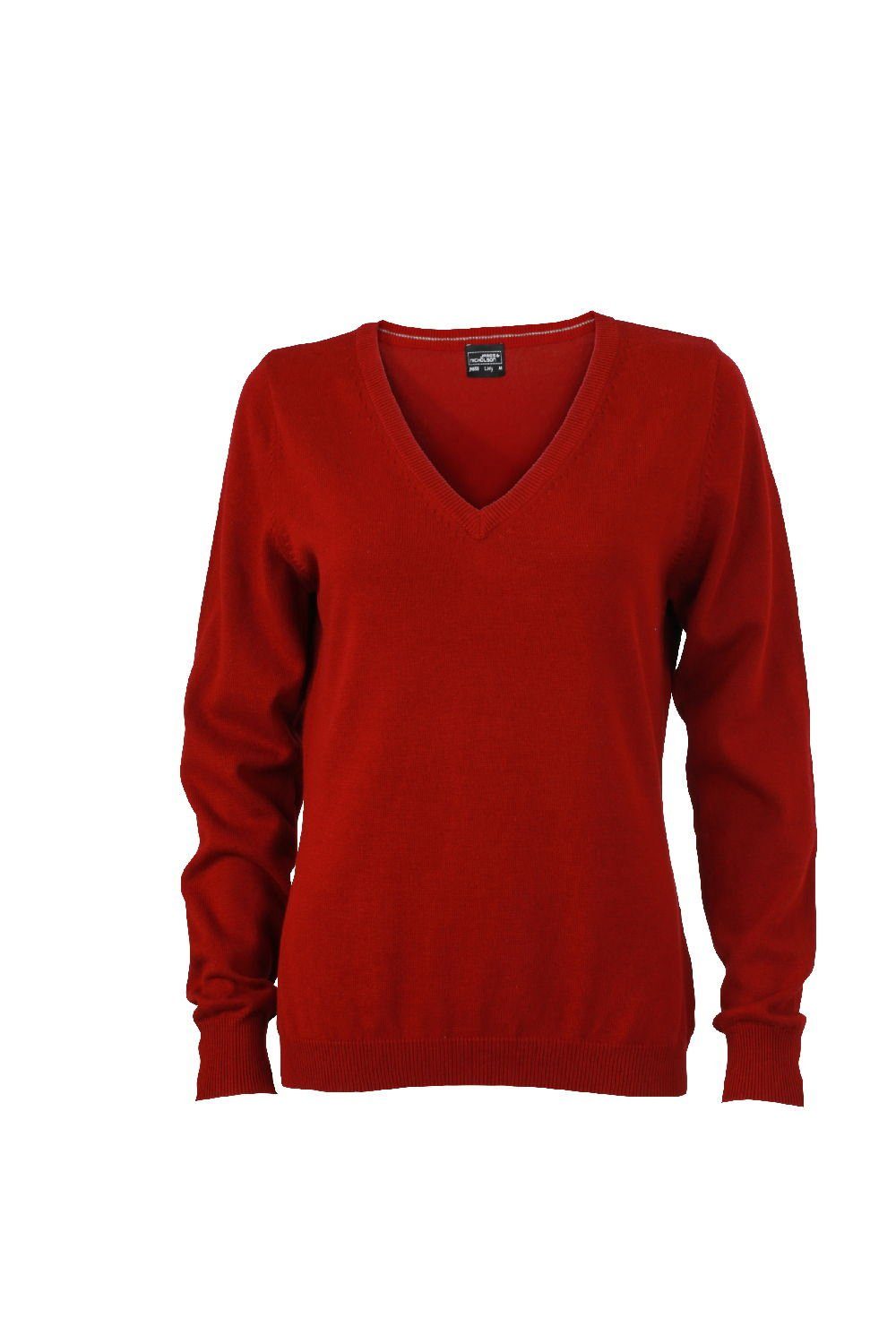 James & Nicholson bordeaux Strickpullover Leichte Damen Strickqualität V-Neck JN 658 Pullover