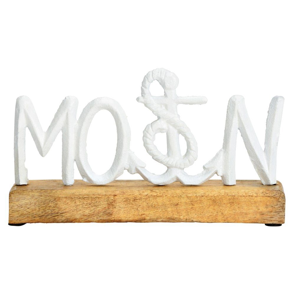 matches21 HOME & HOBBY Maritimer Dekofigur Moin (1 Dekoaufsteller Metall cm St) 20 weiß Schriftzug