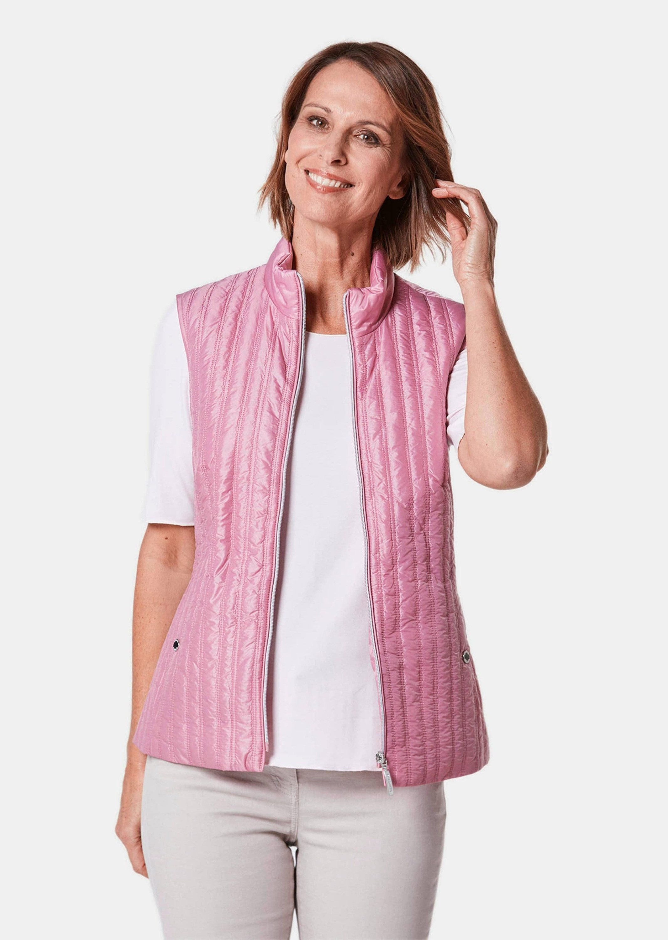 GOLDNER Kurzweste Kurzgröße: Leichte Steppweste mit Stehkragen