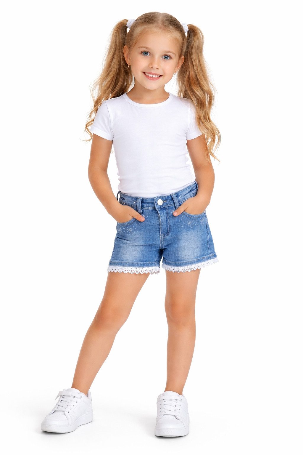 Girls Fashion Jeansshorts Shorts Stretch Jeans Hose Kinder Sommerhose M522e