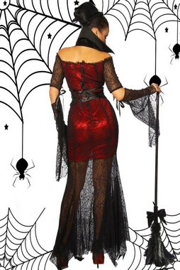Vampir-Kostüm 4-tlg. Gothic Hexen-Kostüm mit Spinnennetz, Karneval Halloween