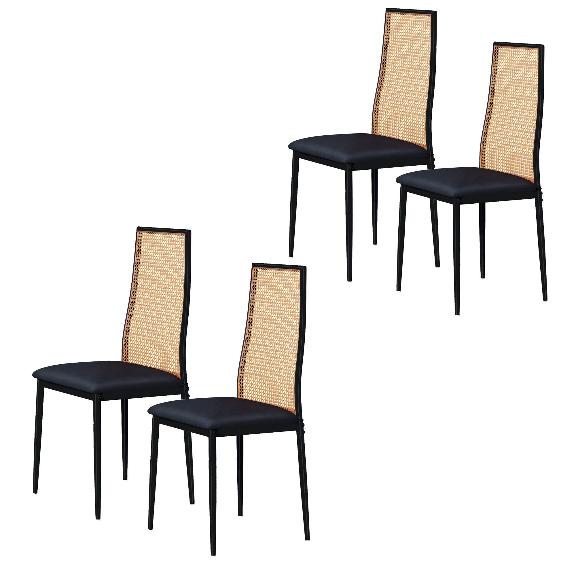 FUROKOY Rattanstuhl Esszimmerstuhl Küchenstuhl mit Rattan-Rückenlehne, günstig online kaufen